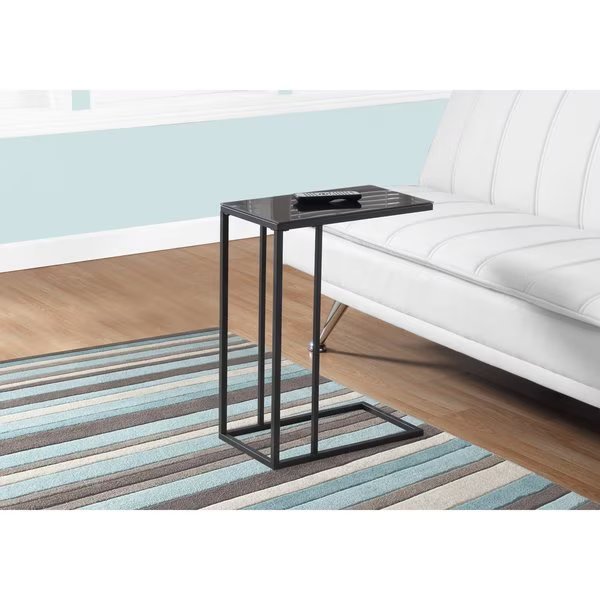 Accent Table - Black Metal / Black Tempered Glass, Monarch Specialties, Mfr#: I 3087